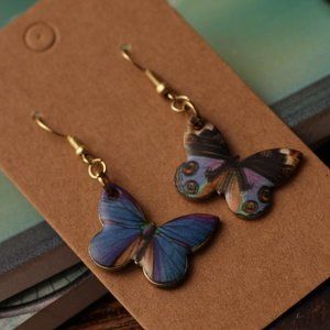 Handmade blue/purple butterfly earrings